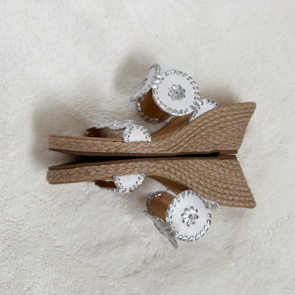 Jack Rogers Lauren Mid Wedge White/Silver 9 - Picture 4 of 7